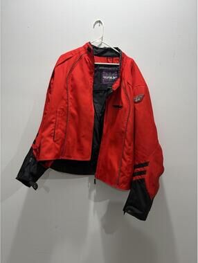 Fly Racing red & black jacket with black stripes on sleeves, size 17-18